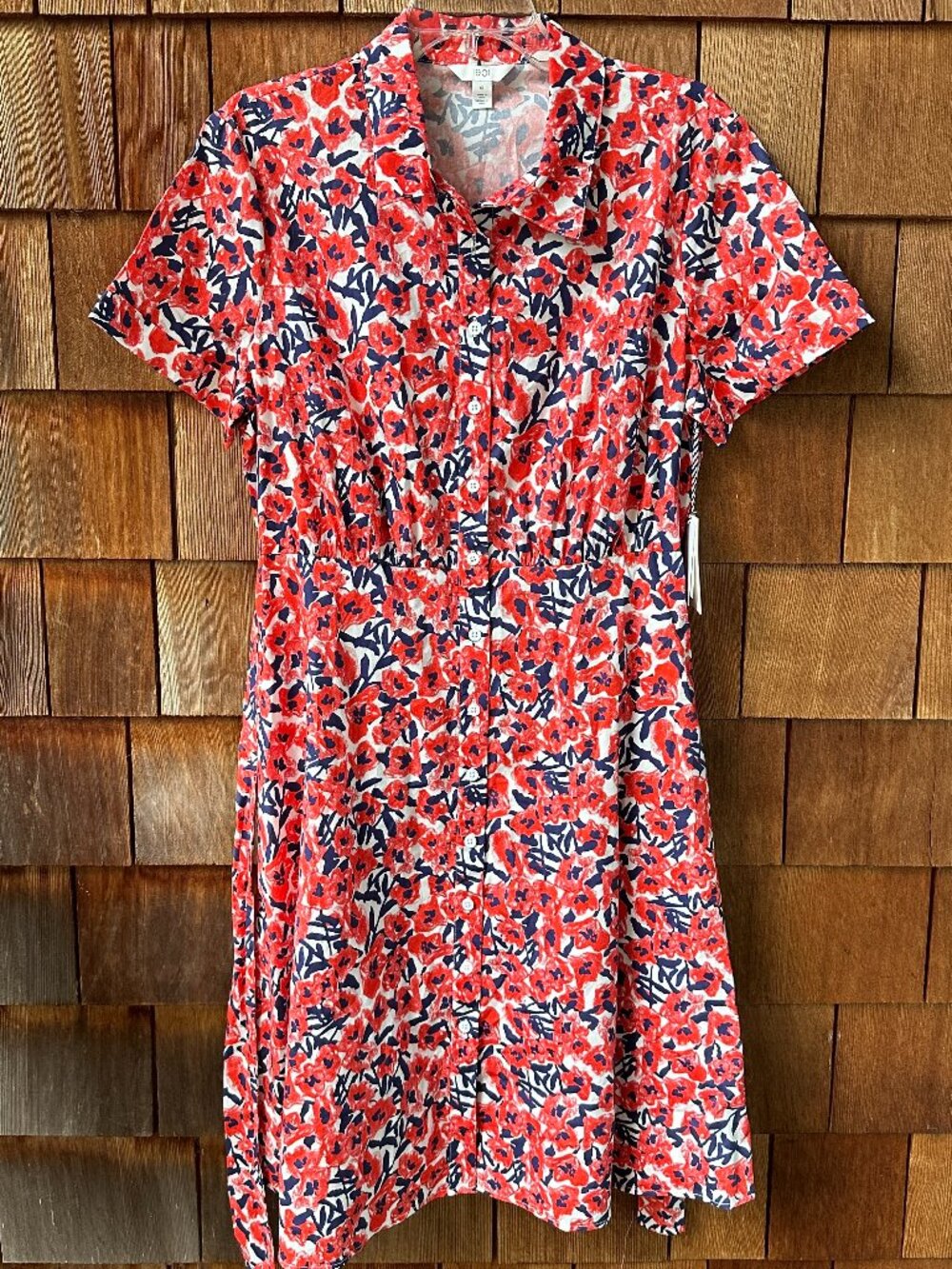 NWT 1901 Women Red & Blue Floral Shirt Dress Fit & Flare in Women's X-Large